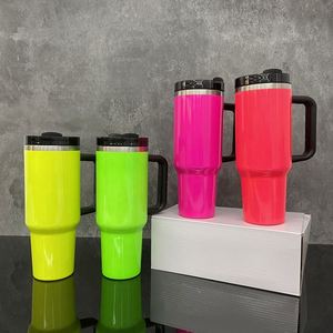 Gobelets isothermes à sublimation vierges de 40 oz, à double paroi, couleurs néon, tasses de voyage scellées, meilleurs cadeaux, tasses à café rose électrique - Product Image 5