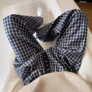 Vintage rétro bleu <span class=keywords><strong>treillis</strong></span> <span class=keywords><strong>pantalon</strong></span> ample hommes lâche et paresseux Style <span class=keywords><strong>pantalon</strong></span> tombant droit pantalons décontractés - Product Image 2