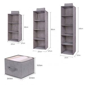 Foldable Gray Household Fabric Hanging Organizer with Drawers Behind Door Hanging Bag for Clothes - Product Image 2