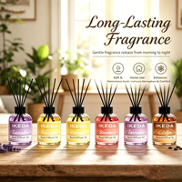Diffuseur de parfum à bâtonnets de lavande 130 ml, désodorisant d'ambiance sans flamme avec flacon de recharge gratuit 230 ml, bâtonnets en rotin pour la décoration intérieure