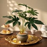Feuilles artificielles réalistes de Fatsia Japonica à longue tige, fausse verdure d'Aralia japonaise pour la décoration de la maison et des hôtels