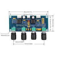 Papan Amplifier NE5532, Preamp papan nada dengan pengaturan Volume Bass Treble, pengontrol nada Preamplifier untuk papan Amplifier