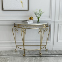 Table console en marbre demi-cercle SWT, style français, table haute pour couloir
