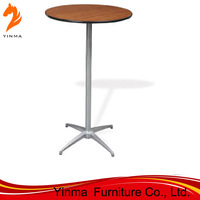 Table de bar ronde en bois massif, style moderne et minimaliste, avec pieds pliants réglables en hauteur, pour usage commercial, vente en gros d'usine