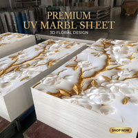 Papan PVC Lapisan UV Imitasi Marmer Super Mengkilap Dekorasi Ruang Tamu Modern Bahan Plastik Pelapis Dinding Fleksibel