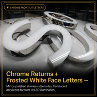 Lettres en relief LED 3D personnalisées à éclairage frontal, étanches IP65, contrôlées par Bluetooth et Google Assistant, pour la publicité et les devantures de magasins