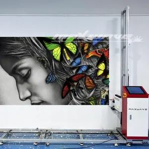 MAXWAVE Lukisan Mural Vertikal Warna Pada Seni Dinding UV Inkjet Printer Dinding 3D
