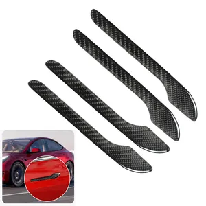 For 2017-2023 Tesla Model 3 Y Real Carbon Fiber Styling Premium Durable Accessories Car Door Handle Cover Protector Sticker