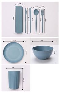 Meilleur prix - Vaisselle incassable - Ensembles légers en paille de blé - Bols et assiettes avec couverts - Product Image 4