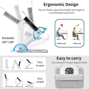 Soporte Ajustable en Altura para Portátil Multifuncional Personalizable, Soporte Giratorio de 360 Grados para Portátil, Soporte Plegable Portátil para Portátil - Product Image 4