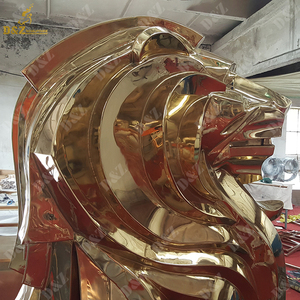 Outdoor Maidan Decoração Custom Metal Estátua Leão Dourado Estátua Uma escultura dócil leão aço inoxidável