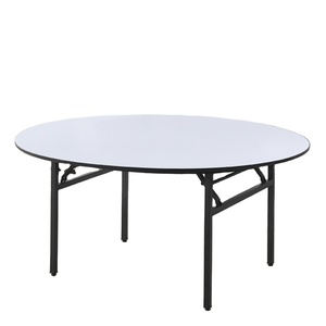 Design moderno PVC legno MFC MDF tavolo da pranzo pieghevole con gambe in acciaio per uso domestico Hotel o ristorante - Product Image 1