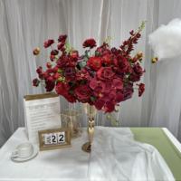 Arrangement floral artificiel de grandes roses DKB blanc, rose, rouge, bleu, vert sauge automnal, boule de fleurs pour centre de table de mariage