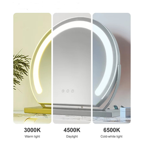 Tùy chỉnh Nhà cung cấp 40cm Bảng Vàng Vòng tròn trang điểm gương với ánh sáng LED 3 màu sắc thông minh điều khiển cảm ứng Dimmable Vanity gương - Product Image 6