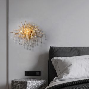 Nueva llegada de iluminación interior, lámpara de pared de gota de lluvia de cristal de Rama Dorada de Color latón para sala de estar - Product Image 5