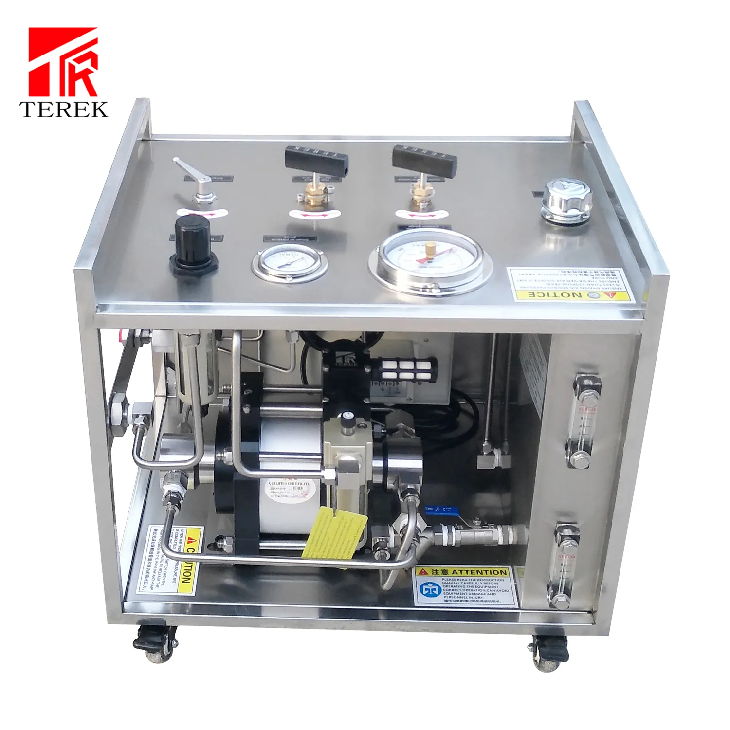 Terek bangku tekanan pompa pendorong cairan pneumatik, untuk tes tekanan statis hidrolik dengan perekam Bagan tekanan
