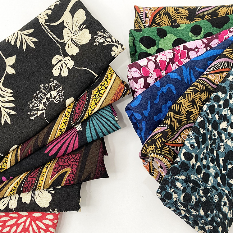 Высококачественная 100% вискозная плетеная ткань fuli с принтом из крепа, 100% вискозная ткань для женских рубашек