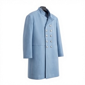 Manteau d'hiver long et épais pour homme, bleu clair, à double boutonnage, coupe-vent et imperméable - Product Image 2