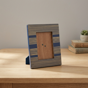 Modern Rectangular Wood Photo <b>Frame</b> Blue <b>Gold</b> Striped Tabletop Vertical Display New Design Tabletop Vertical Display Customized - Product Image 1