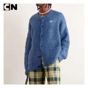 GRS Certification <b>Sweater</b> Manufacturer Custom Design logo High Quality Winter Mohair Fuzzy Knitted Button <b>Cardigan</b> <b>Sweater</b> - Product Image 4