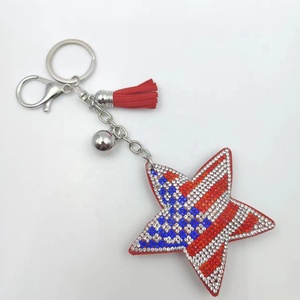 New Creative Diamond <b>Studded</b> American Flag Rubber Keychain Pendant for <b>Bag</b> Decoration and Holiday Gifts - Product Image 5