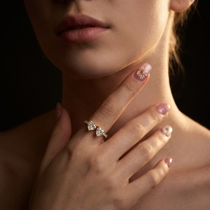 Bague de fiançailles en argent sterling S925 avec moissanite double cœur, tige pavée, bijou romantique, cadeau pour femmes - Product Image 3
