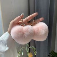 Pom Pom coeur porte-clés porte-clés doux en peluche charme porte-clés coloré fausse fourrure pompons moelleux porte-clés pompon boule pour femmes filles