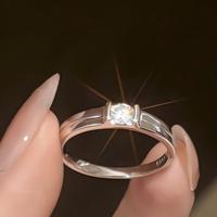 Bague de couple classique en argent sterling 925 avec moissanite, ajustable et assortie