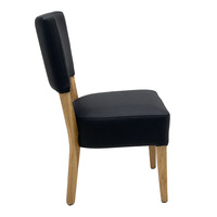 Chaise de salle à manger moderne en similicuir noir rembourrée avec structure en bois massif, chaise de restaurant pour hôtel, bistrot, café, mobilier d'hôtellerie