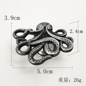 Núm ngăn kéo tủ bằng hợp kim kẽm hình cá đuối, vít M4, màu đen mờ, bạc, vàng cổ điển - Product Image 3