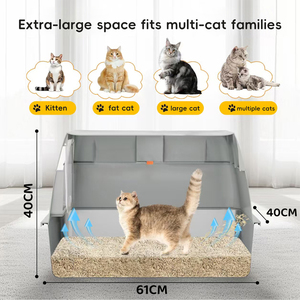<span class=keywords><strong>Bac</strong></span> <span class=keywords><strong>à</strong></span> <span class=keywords><strong>litière</strong></span> pour chat en acier inoxydable de grande taille, fermé, désodorisant, pour la maison - Product Image 6