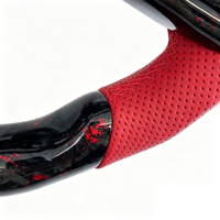 Volant en cuir en fibre de carbone LED personnalisé avec des paillettes rouges pour Ford Mustang GT 2024, accessoire intérieur de voiture