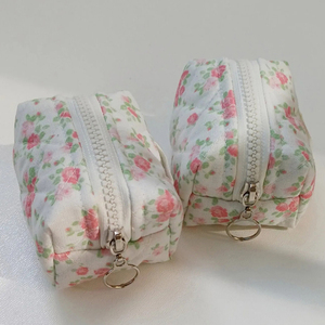 Logo personalizzato dimensione Mini cerniera stampato cotone trapuntato cambio a moneta lucidalabbra assorbenti porta chiavi porta porta chiavi - Product Image 5