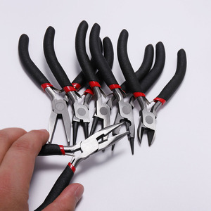 Jeu de pinces à bec effilé miniatures, outils de fabrication de bijoux à coupe diagonale incurvée pour le bricolage, couleur acier, plaqué fer - Product Image 3