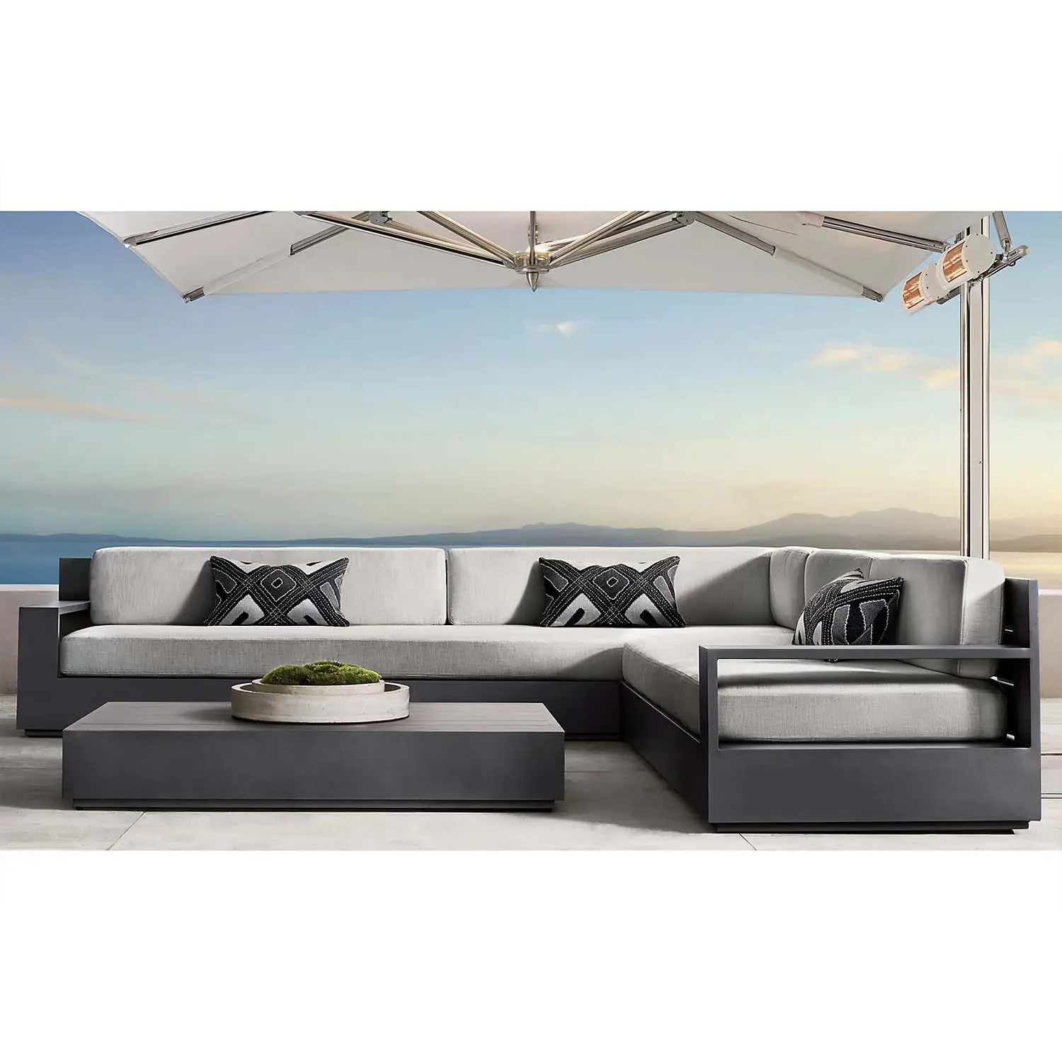 Alle Materiaal Aanpassen Patio Custom Outdoor Sofa Aluminium Teak Touw Rotan Hotel Tuin Bank High End Tuinmeubilair