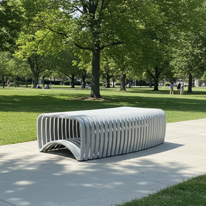 Banc à lattes en aluminium moderne sans dossier <span class=keywords><strong>de</strong></span> qualité commerciale, mobilier d'<span class=keywords><strong>extérieur</strong></span> pour hôtels et projets hôteliers - Product Image 1