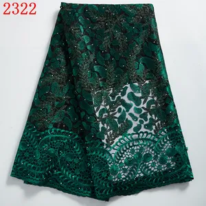 Wholesale Fabric Lace High Quality Soft Lace Fabric Switzerland With Stones And Beads For Party 2322