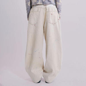 Vaqueros personalizados con efecto pintado a rociador, vaqueros rectos holgados para hombre, pantalones blancos de estilo urbano para hombre - Product Image 2