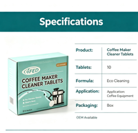 Tablettes de nettoyage pour équipement à café, qualité alimentaire, sans résidus, éliminent la graisse accumulée, entretien des équipements à café