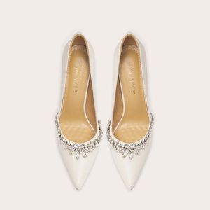 Elegant Nude Custom Microfiber Mary Jane Pumps with Super.<b>Pointed</b> Head Thin Heels Rhinestone Decoration Slip-On Closure - Product Image 4