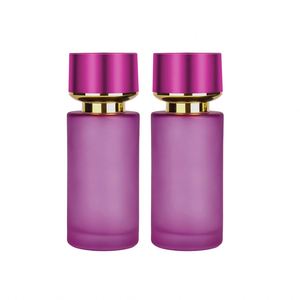 Custom Luxury Refillable 50ml Screw Cap <b>Spray</b> Empty Frosted Colorful Round Fancy <b>Perfume</b> Glass <b>Bottle</b> with Screen Printing - Product Image 1