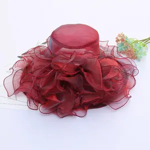 Chapéu de festa estilo elegante aba larga noiva organza igreja chapéu Kentucky Derby