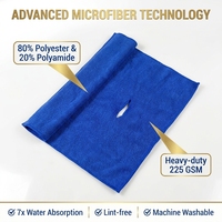 Serviette de nettoyage en microfibre très résistante 50x70cm 225GSM avec trou pour balai à main, Trapero De Microfibra, chiffon très absorbant