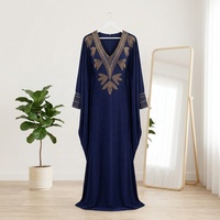 Robe Kaftan pour femmes de grande taille, couleur unie, avec strass, col en V profond, style Moyen-Orient, Dubaï, Musulman, Maroc, Arabe, Afrique