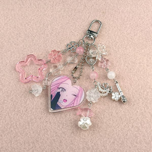 Porte-clés assortis en alliage de zinc métallique, design anime <span class=keywords><strong>Mizi</strong></span> et Sua, légers, breloques de sac, esthétiques, faits à la main - Product Image 6