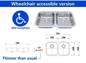 Évier de cuisine sous-marine en acier inoxydable 50, <span class=keywords><strong>Double</strong></span> bol, carré, lavabo, offre spéciale, 2020 - Product Image 5