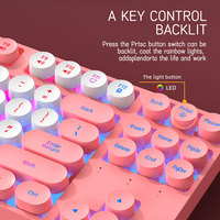 JERTECH DK600 Plastic ABS 80% Portable Laptop Keyboard Punk Retro RGB Gamer Keyboard Round Keycaps Computer USB Wired Keyboard