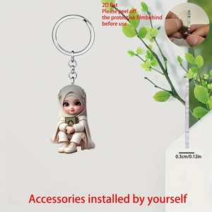 Portachiavi 2D piatto in acrilico con dea mediorientale e foglie ispirate alla <span class=keywords><strong>natura</strong></span>, ideale per interni auto, decorazioni per la casa, regalo unico - Product Image 6