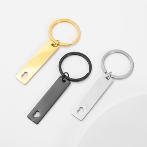 Wholesale Custom DIY Stainless Steel Blank Rectangle Key Holder Black Metal Rectangular Heart Keychain Laser Engraving Fashion - Product Image 3