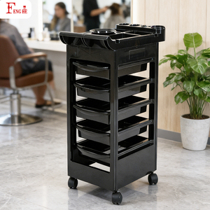 थोक बाल सैलून फर्नीचर काले नाई की दुकान के लिए बाल ट्रॉली 5-दराज सैलून भंडारण कार्ट - Product Image 4